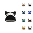 thumbnail image 1 of Knit Beanie with Cat Ears and Five-Point Star Pattern Cute Warm Winter Hats for Men Women Soft Stretchy Cozy Hat, 1 of 4