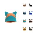 thumbnail image 1 of Knit Beanie with Cat Ears and Five-Point Star Pattern Cute Warm Winter Hats for Men Women Soft Stretchy Cozy Hat, 1 of 4