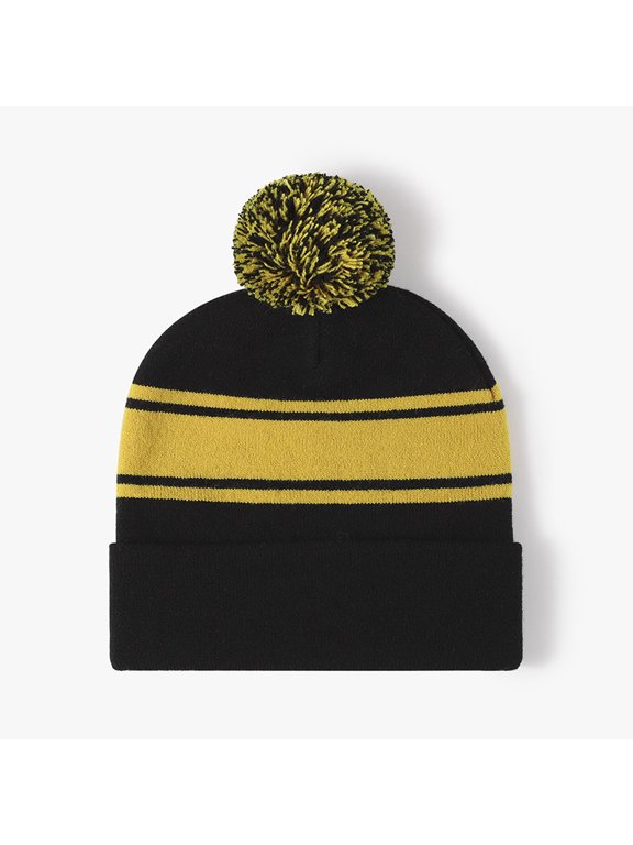Knit Beanie with Pom - Block Stripes Collection