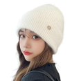 thumbnail image 1 of Knit Beanies for Women Soft Warm Stretchy Bonnet Hat Beret Roll up Edge Fall Winter Cap for Ski Travel Work Headwear, 1 of 7