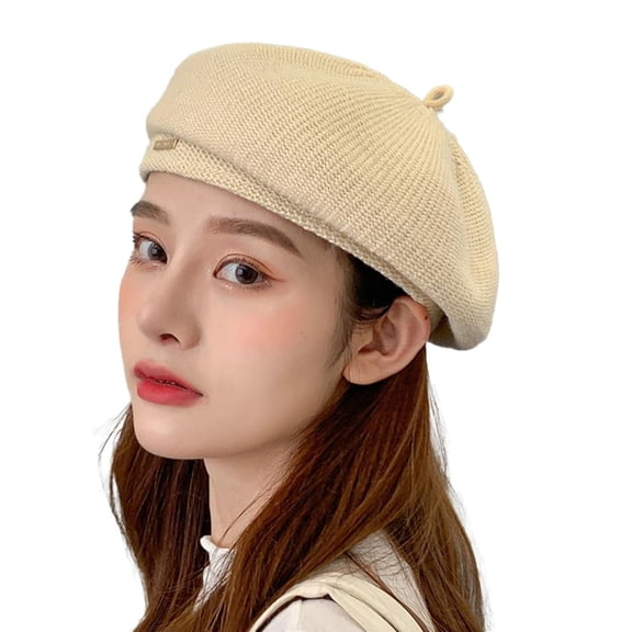 Knit Berets for Women French Beret Hat Solid Color Artist Hat Painter Cap Beanie Cap Bonnet for Chic Ladies Accessories