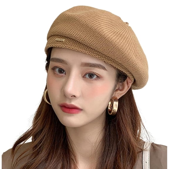 Knit Berets for Women French Beret Hat Solid Color Artist Hat Painter Cap Beanie Cap Bonnet for Chic Ladies Accessories