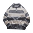 thumbnail image 1 of Knit Blouses Sweater for Men Classic Dress Pullover Striped Sweatshirts Fall Winter Office Work Outdoor Tops (S, Gray), 1 of 7