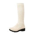 thumbnail image 1 of Knit Boots for Women Mid Calf Sock Boots Cable Knit Shaft Round Toe Low Flat Heel Pull On Winter 41, 1 of 9