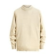 thumbnail image 1 of Knit Cable Mens Sweater Solid Pullover Sweater Woven Crewneck Knitted Tops Casual Long Sleeve Lightweight Knitwear, 1 of 3