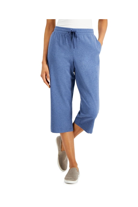 Knit Capri Pull on Pants Heather Indigo XXL