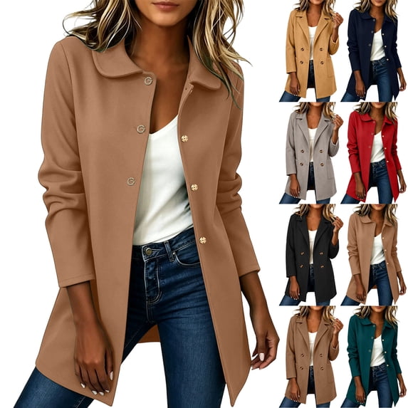 Knit Cardigan Dqueduo Women's Long Sleeve Turn-Down Collar Cardigan Top – Solid Winter Outerwear Coat Khaki L