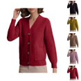 thumbnail image 1 of Knit Cardigan Long Sleeve Open Front Sweater Casual Loose Fit Outwear Cozy Soft Yarn Pullover For Fall Winter Season Cardigan Sweaters for Women, 1 of 2