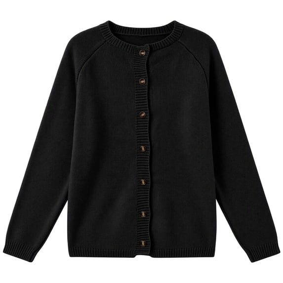 Knit Cardigan for Women & Plus Size, Fall Cozy Button Down Crewneck Long Sleeve Relaxed Classic Elegant Sweater, XS-4XL
