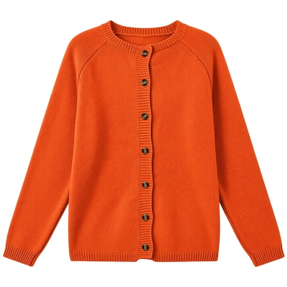 Knit Cardigan for Women & Plus Size, Fall Cozy Button Down Crewneck Long Sleeve Relaxed Classic Elegant Sweater, XS-4XL