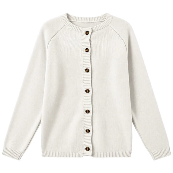 Knit Cardigan for Women & Plus Size, Fall Cozy Button Down Crewneck Long Sleeve Relaxed Classic Elegant Sweater, XS-4XL