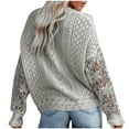 thumbnail image 1 of Knit Cardigans for Women Button Down Open Front Sweater Hollow Out Lace Long Sleeved Pullover Ladies V Neck Tops (XL, Gray), 1 of 6