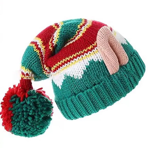 Knit Christmas Hat Christmas Hat PomPoms Hat Knitted Hat Warm Skull Hat Christmas Party Hat Adult/Kid