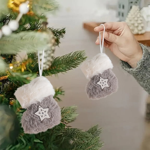 Knit Christmas Stocking Ornaments, Set of 2 Hanging Sock Decor, Festive Tree Pendants for Home, Party, Holiday Ambiance