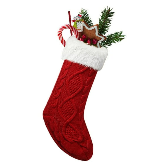 Knit Christmas Stockings 1Pack, 15" Large Knitted Christmas Stockings Personalized Decorations for Xmas Decoration or Home Décor