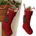 thumbnail image 1 of Knit Christmas Stockings,Personalized Christmas Stockings with Name Tags,18 Inches Large Size Cable Knitted Stocking Gifts(Red), 1 of 8