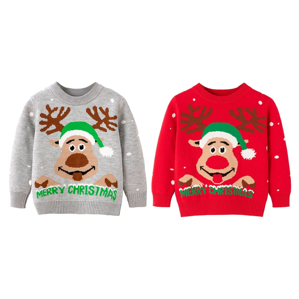 Knit Christmas Sweater Warm Cotton Sweater Baby Girl Boy Xmas Clothes ...