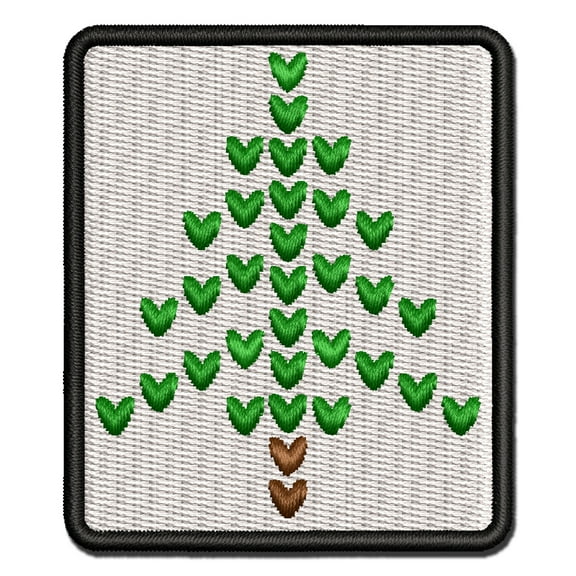 Knit Christmas Tree Applique Multi-Color Embroidered Hook & Loop Patch - 3.5 Inch Large