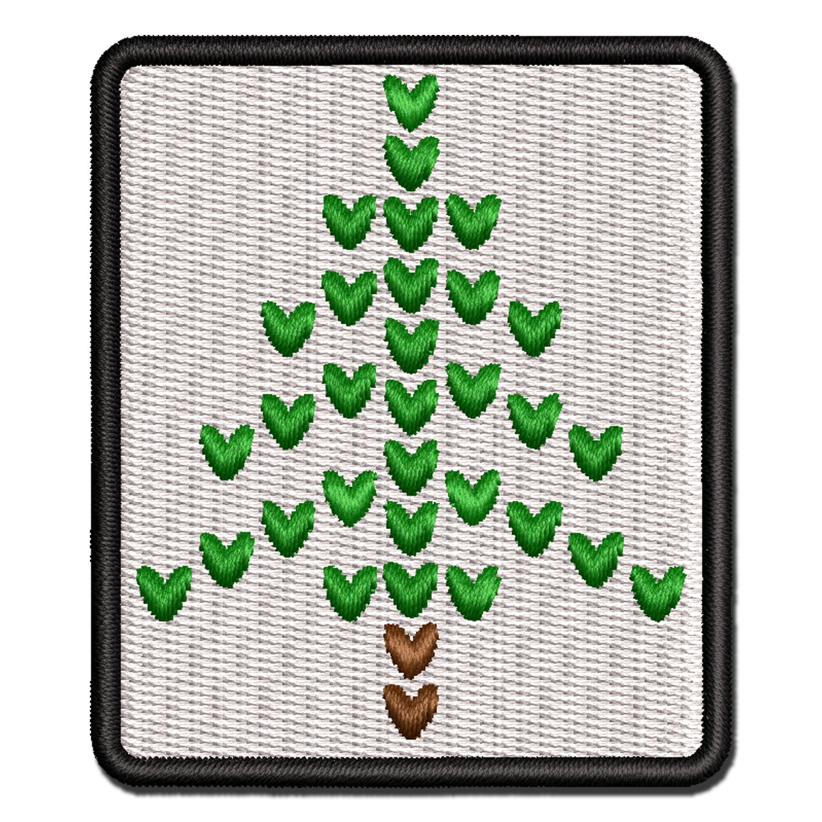 Knit Christmas Tree Applique Multi-Color Embroidered Iron-On Patch - 3.5 Inch Large