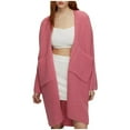 thumbnail image 1 of Knit Coat for Women Cardigan Sweaters with Pockets Long Sleeve Open Front Top Solid Color Oversized Casual Fall Clothes (Pink L), 1 of 6