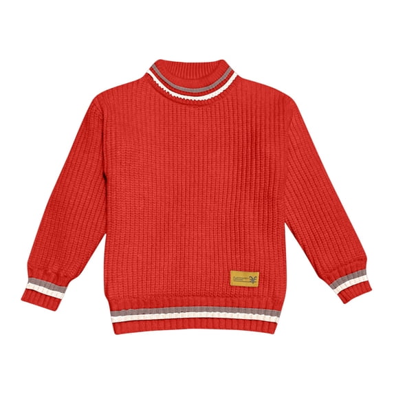 Knit Cotton Sweaters for Toddlers Girls Boys Striped Fall Pullover Sweater Soft Warm Winter Clothes Red, 7 Y