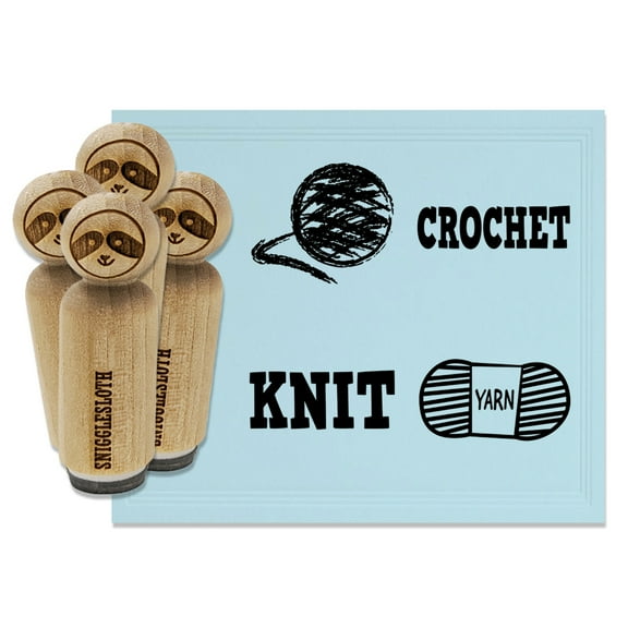 Knit Crochet Ball Skein Yarn Rubber Stamp Set for Scrapbooking Crafting Stamping - Medium 1 Inch