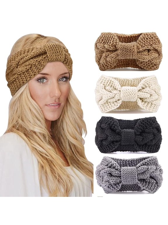 Knit Crochet Headband for Women Ear Warmer Soft Turban Stretch Headbands Warmer Winter Running Fashion Head Wrap