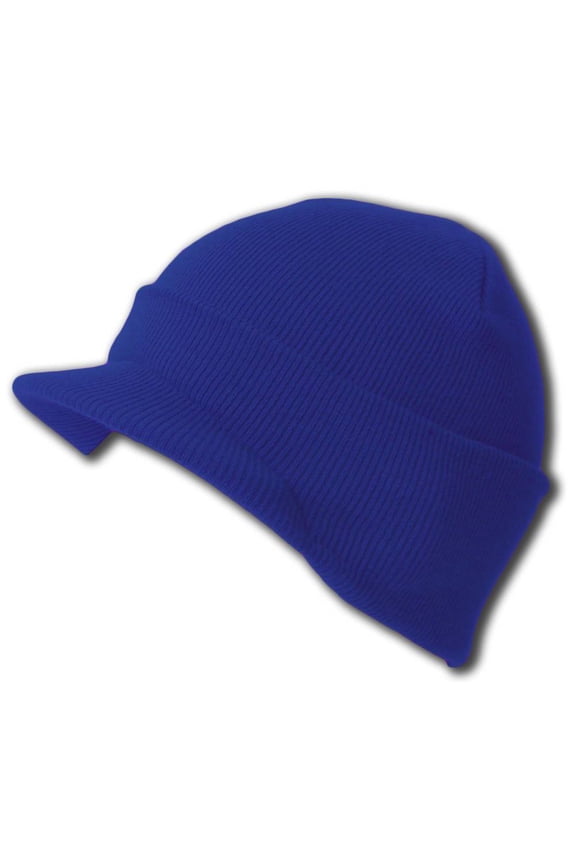 Knit Cuff Beanie Visor - Winter Wear/Sports - Royal Blue
