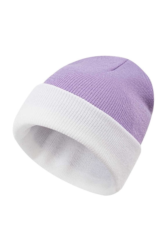 Knit Cuffed Beanie for Men Women Soft Warm Winter Hat Unisex Stocking Cap Color Block Slouchy Knitted Beanie Hats