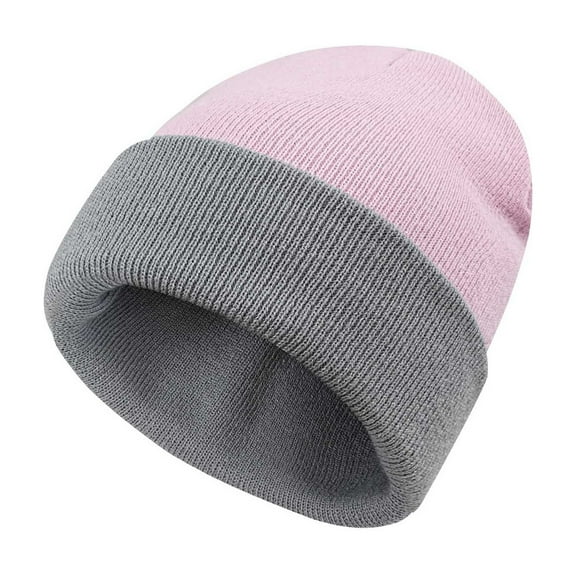Knit Cuffed Beanie for Men Women Soft Warm Winter Hat Unisex Stocking Cap Color Block Slouchy Knitted Beanie Hats