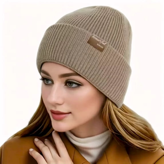 Knit Cuffed Beanie for Men/Women, Soft Warm Winter Hat Unisex Stocking Cap