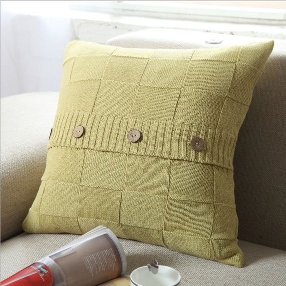 Knit Decorative Throw Pillow Cover 18''x18'' (With/Without Inserts)