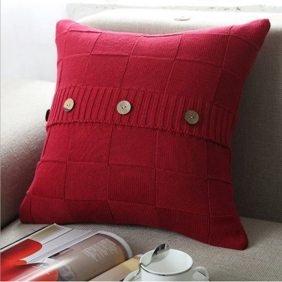 Knit Decorative Throw Pillow Cover 18''x18'' (With/Without Inserts)
