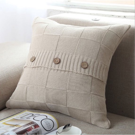 Knit Decorative Throw Pillow Cover 18''x18'' (With/Without Inserts)