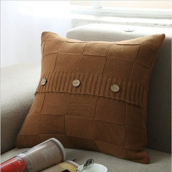 Knit Decorative Throw Pillow Cover 18''x18'' (With/Without Inserts)