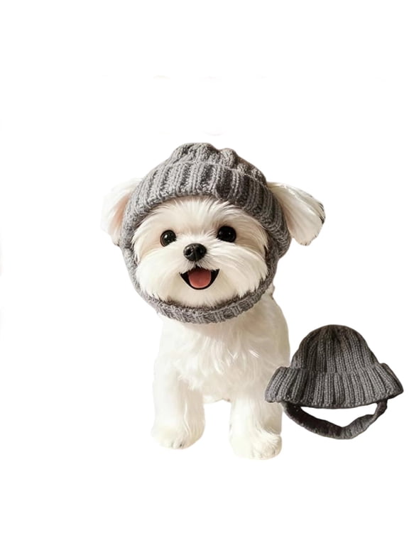 Knit Dog Beanie with Ear Flaps Warm Winter Hat, Soft Dog Winter Hat with Ear Holes, Small Dogs Indoor Outdoor Use, Cute Dogs/Cat Accessories