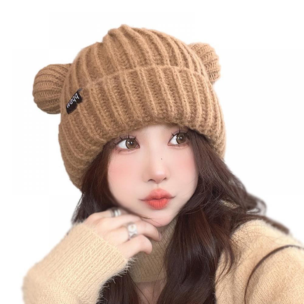Knit Dog Ear Hat for Women Knitting Crochet Handmade Warmer Beanie Cap Walmart