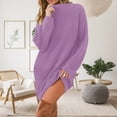 thumbnail image 1 of Knit Dress, Sweater Dress, Long Sleeve Semi-High Neck, Loose Fit Casual Midi Dress, for Women’s Daily Wear and Leisure, 1 of 6
