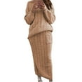 thumbnail image 1 of Knit Dress Two Piece Suit Pullover Top And Midi Knit Skirt Bodycon 2 Piece Set Midi Dress Turtleneck Sweater Dress Knitted Dress Set Plain Elegant Buisness Stretch Casual Dress(2Xl), 1 of 5