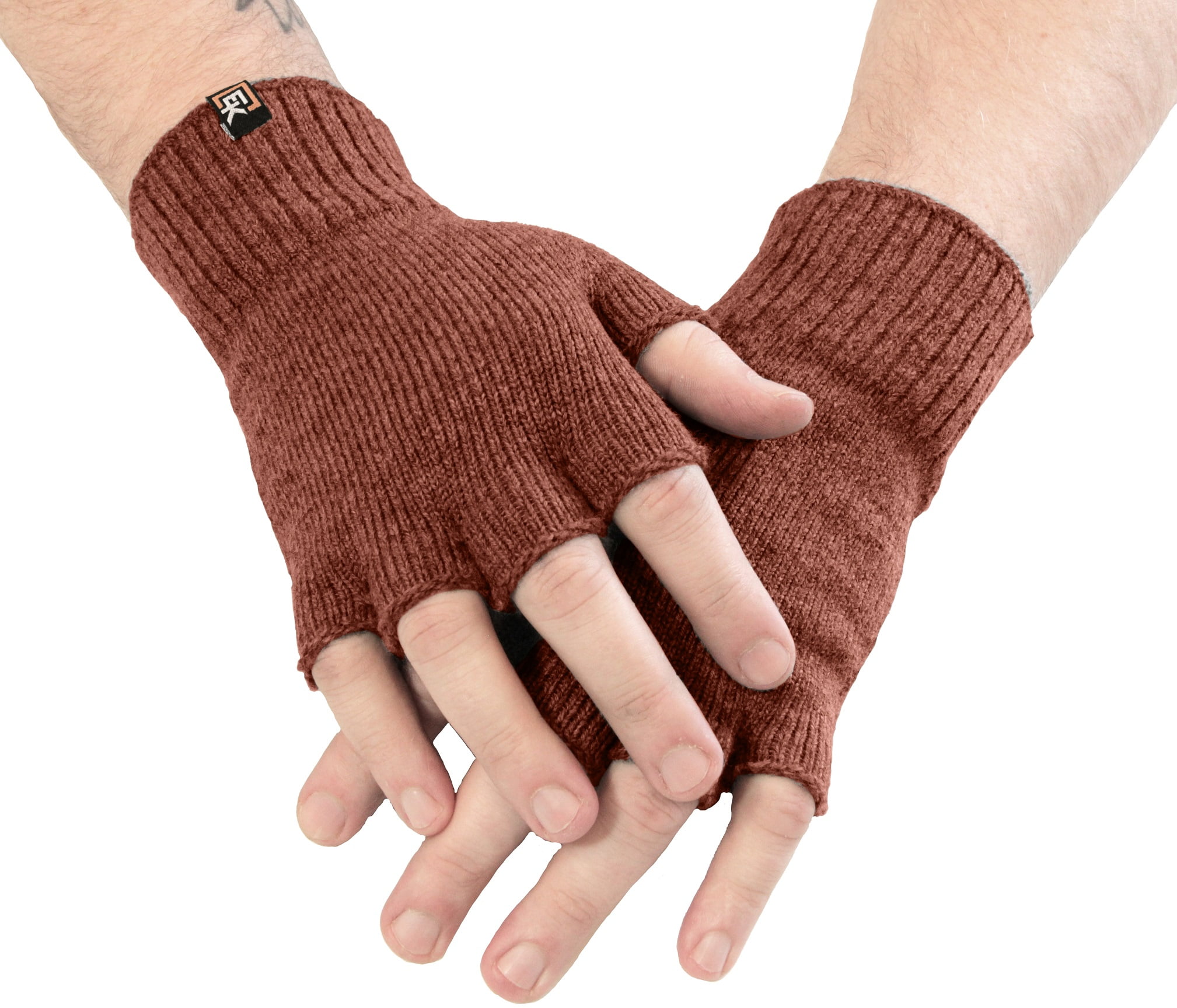 Evolution Knitwear Knit Fingerless Gloves, Merino Wool, Large, Harvest Brown, Women's, Size: One Size