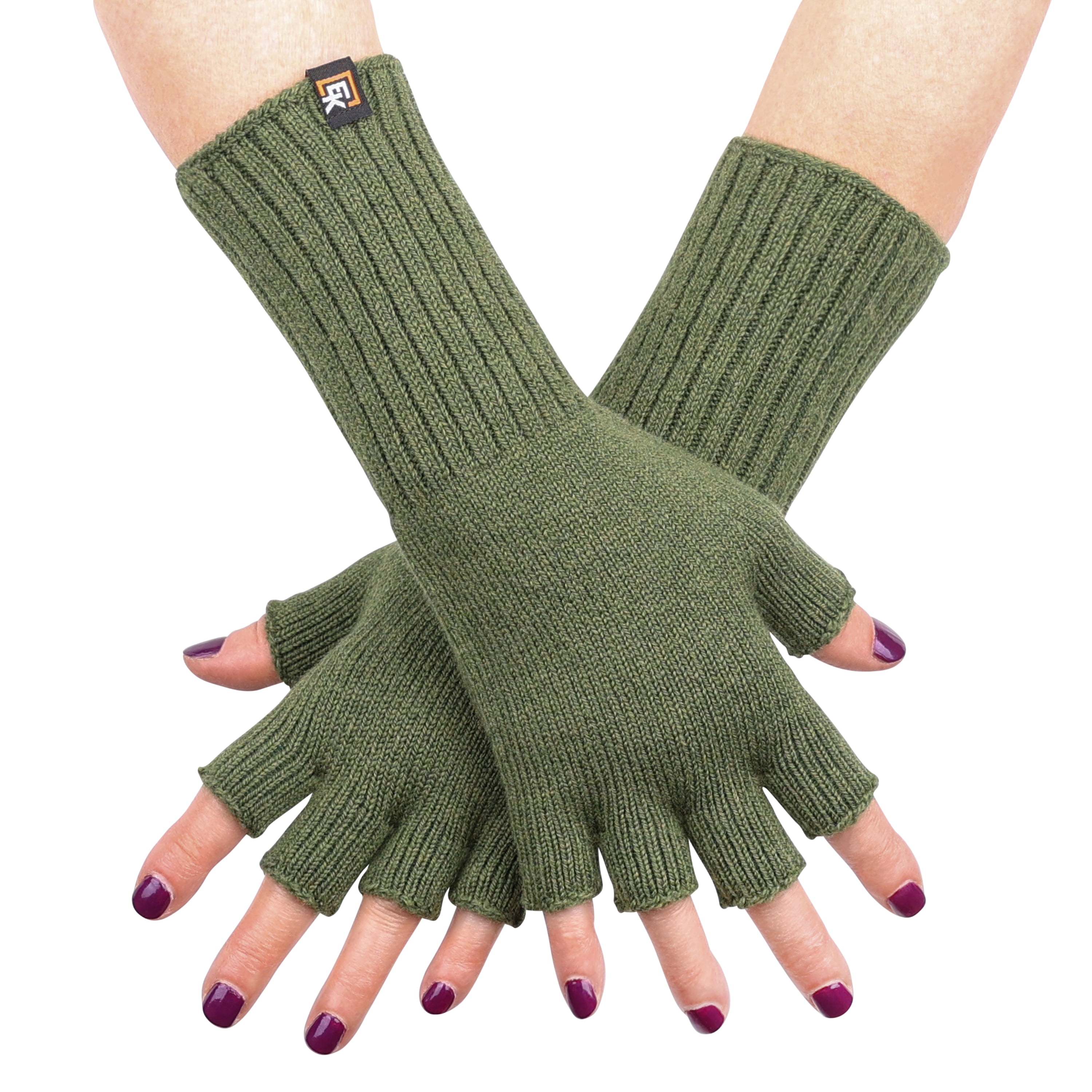 Knit Fingerless Mittens, Superfine Italian Merino Wool, Small