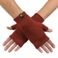 thumbnail image 1 of Wool Knit Fingerless Mittens - Super Soft Merino Wool - Made in the USA - Copper, 1 of 7