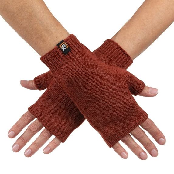 Wool Knit Fingerless Mittens - Super Soft Merino Wool - Made in the USA - Copper