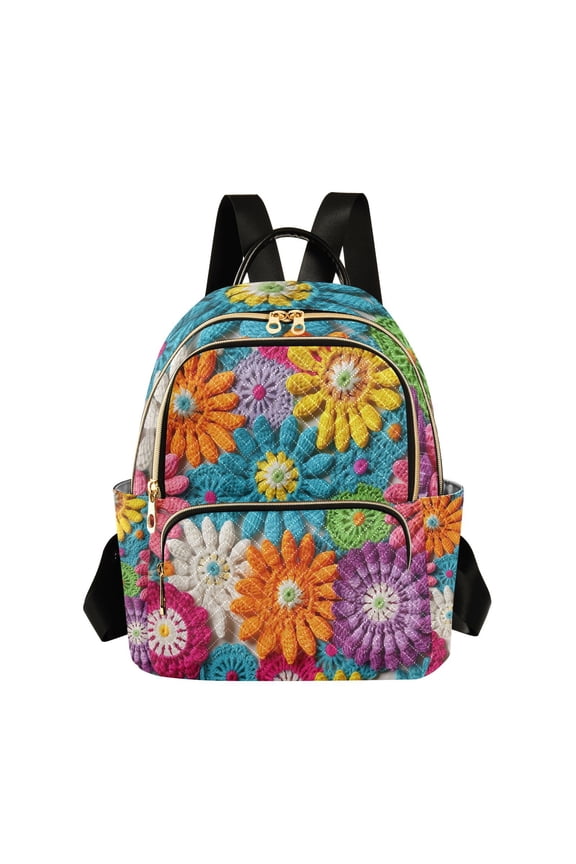 Knit Flowers Travel Laptop Backpack Casual Daypack Lightweight Bookbag Compartment for Business