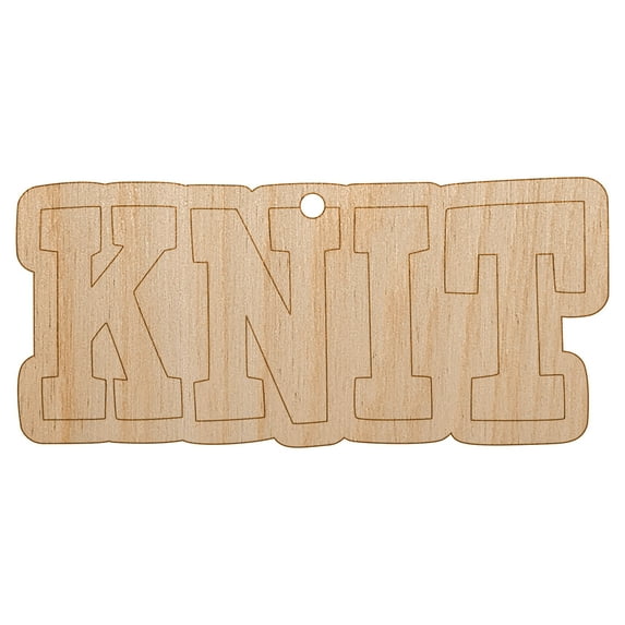 Knit Fun Text Wood Holiday Christmas Tree Ornament Unfinished DIY Pre-Drilled Craft