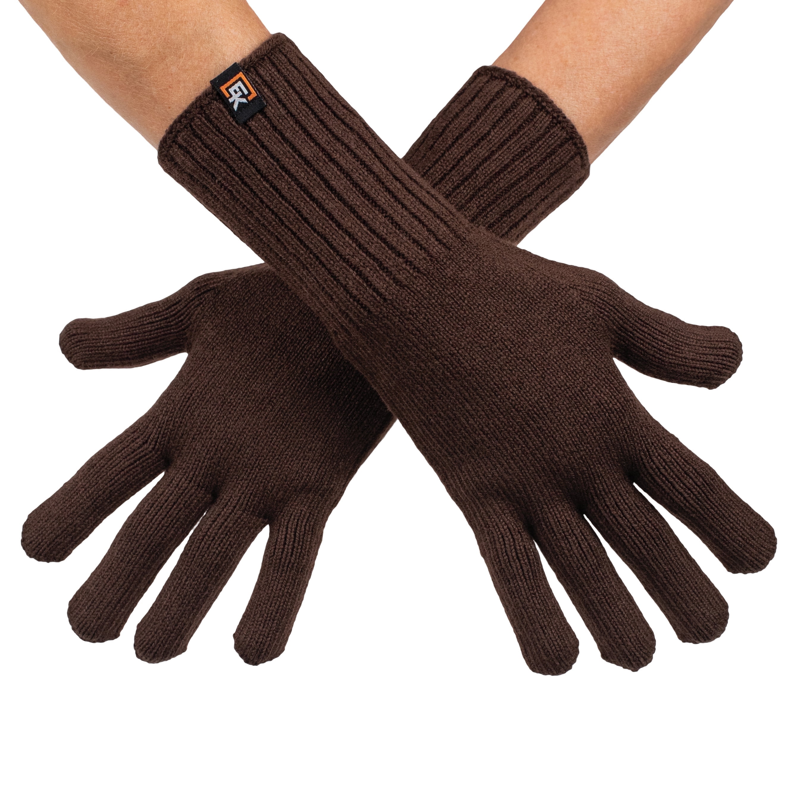Small Harvest Brown Merino Wool Knit Gloves