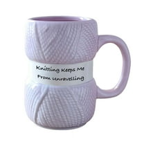 Knit Happens Ceramic Mug - Funny Knitting Themed Coffee Cup for Crocheters/Yarn Lovers, Durable Microwave-Safe Drinkware for Home/Craft Room, Perfect Gift for Knitting Enthusiasts, 5*4.9in, Purple