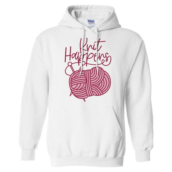 Knit Happens Hoodie Sweatshirt Unisex Large White