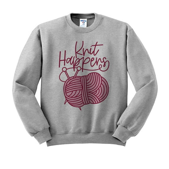 Knit Happens Sweatshirt Unisex 2X-Large Grey