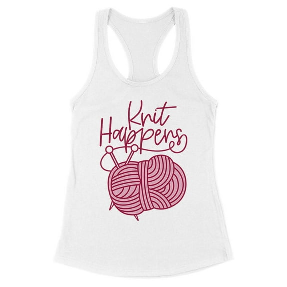 Knit Happens Tank Top Fitted Racerback Women's Large White